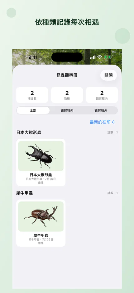 依種類整理遇見過的昆蟲